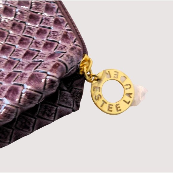 Estee Lauder Cosmetic Bag Purple Woven Pattern Zipper Closure - Picture 5 of 5